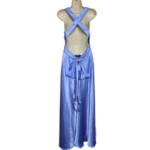 90s Jessica McClintock Gunne Sax Satin Prom Dress Blue Size 7 Y2K Vintage Long